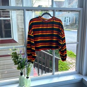 ROMWE striped cropped long sleeve